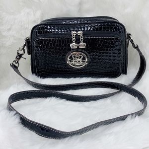 Vegan Patent Embossed Snake Crossbody